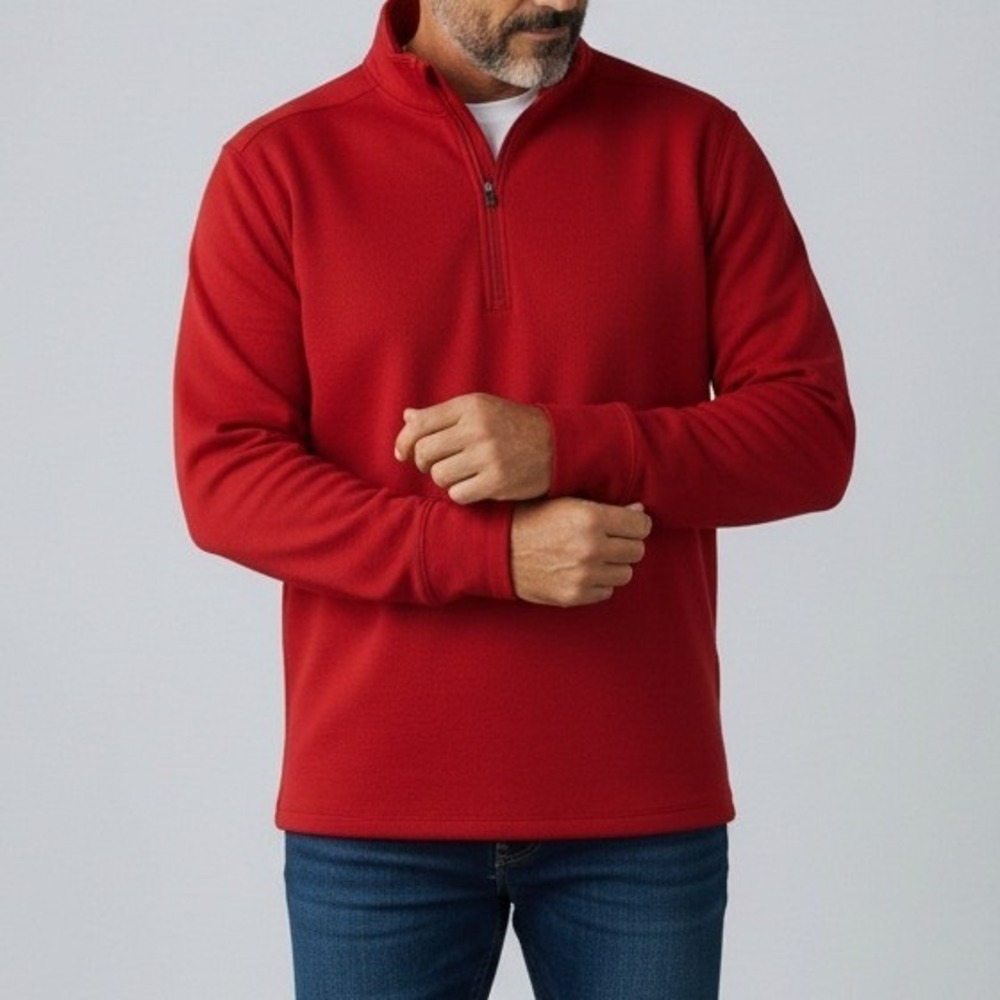 The Eastern Mountain Sports 2XL Men's Tech Wick 1/4-Zip Pullover Base Layer Red